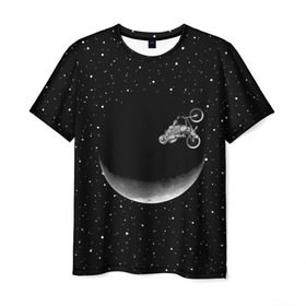 Мужская футболка 3D с принтом Астронавт байкер в Кировске, 100% полиэфир | прямой крой, круглый вырез горловины, длина до линии бедер | astronaut | cosmonaut | cosmos | galaxy | moto | planet | space | star | universe | астронавт | байкер | вселенная | галактика | звезды | космонавт | космос | луна | мотоцикл | планета