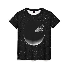 Женская футболка 3D с принтом Астронавт байкер в Кировске, 100% полиэфир ( синтетическое хлопкоподобное полотно) | прямой крой, круглый вырез горловины, длина до линии бедер | astronaut | cosmonaut | cosmos | galaxy | moto | planet | space | star | universe | астронавт | байкер | вселенная | галактика | звезды | космонавт | космос | луна | мотоцикл | планета