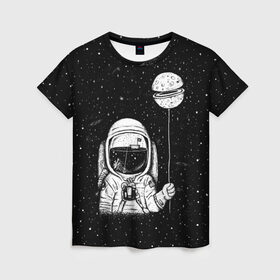 Женская футболка 3D с принтом Астронавт с шариком в Кировске, 100% полиэфир ( синтетическое хлопкоподобное полотно) | прямой крой, круглый вырез горловины, длина до линии бедер | astronaut | cosmonaut | cosmos | dead | galaxy | moon | planet | space | star | universe | астронавт | вселенная | галактика | звезды | космонавт | космос | луна | планета | шарик
