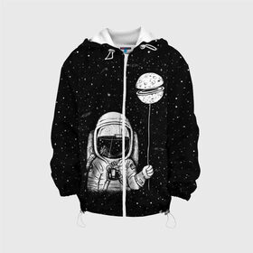 Детская куртка 3D с принтом Астронавт с шариком в Кировске, 100% полиэстер | застежка — молния, подол и капюшон оформлены резинкой с фиксаторами, по бокам — два кармана без застежек, один потайной карман на груди, плотность верхнего слоя — 90 г/м2; плотность флисового подклада — 260 г/м2 | astronaut | cosmonaut | cosmos | dead | galaxy | moon | planet | space | star | universe | астронавт | вселенная | галактика | звезды | космонавт | космос | луна | планета | шарик