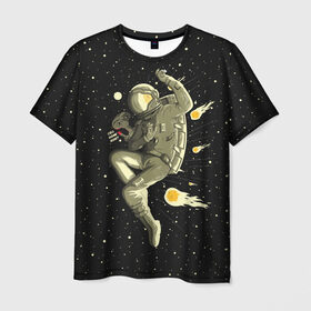 Мужская футболка 3D с принтом Атака метеоров в Кировске, 100% полиэфир | прямой крой, круглый вырез горловины, длина до линии бедер | astronaut | cosmonaut | cosmos | galaxy | meteor | planet | space | star | universe | астронавт | вселенная | галактика | гравитация | звезды | космонавт | космос | метеор | планета