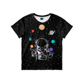 Детская футболка 3D с принтом Космический жонглер в Кировске, 100% гипоаллергенный полиэфир | прямой крой, круглый вырез горловины, длина до линии бедер, чуть спущенное плечо, ткань немного тянется | Тематика изображения на принте: astronaut | cosmonaut | cosmos | galaxy | planet | space | star | universe | астронавт | вселенная | галактика | звезды | земля | космонавт | космос | луна | марс | планета | сатурн | уран