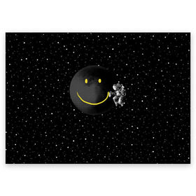 Поздравительная открытка с принтом Лунная улыбка в Кировске, 100% бумага | плотность бумаги 280 г/м2, матовая, на обратной стороне линовка и место для марки
 | astronaut | cosmonaut | cosmos | galaxy | meteor | moon | planet | smile | space | universe | астронавт | вселенная | галактика | звезды | космонавт | космос | луна | смайл | улыбка