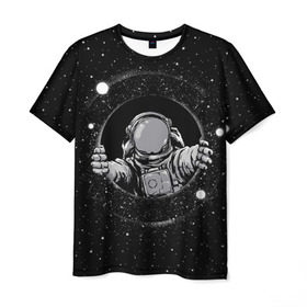 Мужская футболка 3D с принтом Черная дыра в Кировске, 100% полиэфир | прямой крой, круглый вырез горловины, длина до линии бедер | astronaut | cosmonaut | cosmos | galaxy | meteor | moon | planet | space | star | universe | астронавт | бесконечность | вселенная | галактика | космонавт | космос | черная дыра