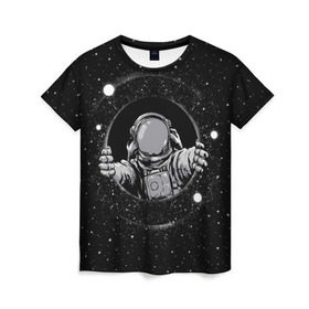 Женская футболка 3D с принтом Черная дыра в Кировске, 100% полиэфир ( синтетическое хлопкоподобное полотно) | прямой крой, круглый вырез горловины, длина до линии бедер | astronaut | cosmonaut | cosmos | galaxy | meteor | moon | planet | space | star | universe | астронавт | бесконечность | вселенная | галактика | космонавт | космос | черная дыра