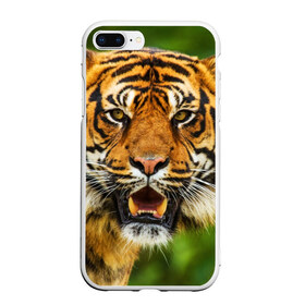 Чехол для iPhone 7Plus/8 Plus матовый с принтом Тигр в Кировске, Силикон | Область печати: задняя сторона чехла, без боковых панелей | дикая кошка | животное | клыки | лев | тигр. tiger | хищник
