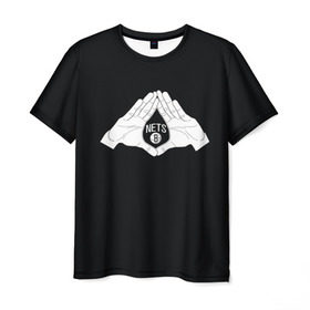 Мужская футболка 3D с принтом Бруклин в Кировске, 100% полиэфир | прямой крой, круглый вырез горловины, длина до линии бедер | brooklyn | nba | nets | йорк | нба | нью