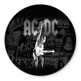 Коврик круглый с принтом AC/DC 6 в Кировске, резина и полиэстер | круглая форма, изображение наносится на всю лицевую часть | 