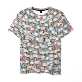 Мужская футболка 3D с принтом Российские деньги в Кировске, 100% полиэфир | прямой крой, круглый вырез горловины, длина до линии бедер | бабки | бабло | банк | банкнота | богатство | бумажный | купюры | куча | рубль