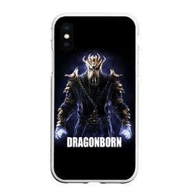 Чехол для iPhone XS Max матовый с принтом Dragonborn в Кировске, Силикон | Область печати: задняя сторона чехла, без боковых панелей | game | the elder scrolls v: skyrim | драконорожденный | игра | игрок