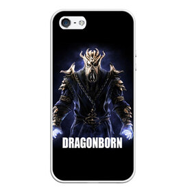 Чехол для iPhone 5/5S матовый с принтом Dragonborn в Кировске, Силикон | Область печати: задняя сторона чехла, без боковых панелей | game | the elder scrolls v: skyrim | драконорожденный | игра | игрок