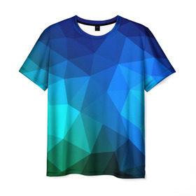 Мужская футболка 3D с принтом Fight Polygon в Кировске, 100% полиэфир | прямой крой, круглый вырез горловины, длина до линии бедер | зеленый | полигон | синий | треугольники