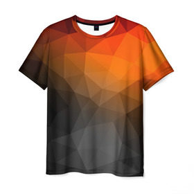 Мужская футболка 3D с принтом abstraction в Кировске, 100% полиэфир | прямой крой, круглый вырез горловины, длина до линии бедер | оранжевый | полигон | треугольники черный