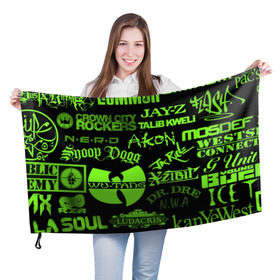 Флаг 3D с принтом Hip-Hop в Кировске, 100% полиэстер | плотность ткани — 95 г/м2, размер — 67 х 109 см. Принт наносится с одной стороны | akon | eminem | hip hop | snoop dogg | wu tang | xzibit | хип хоп | эминем