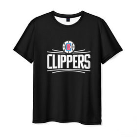 Мужская футболка 3D с принтом Клипперс в Кировске, 100% полиэфир | прямой крой, круглый вырез горловины, длина до линии бедер | clippers | los | nba | анджелес | лос | нба