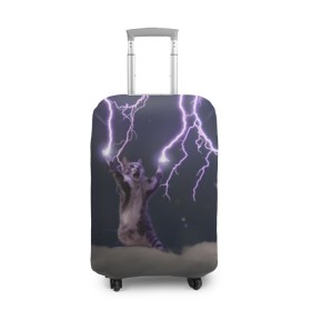 Чехол для чемодана 3D с принтом Грозовой кошак в Кировске, 86% полиэфир, 14% спандекс | двустороннее нанесение принта, прорези для ручек и колес | Тематика изображения на принте: lightning cat