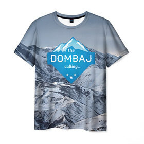 Мужская футболка 3D с принтом Домбай в Кировске, 100% полиэфир | прямой крой, круглый вырез горловины, длина до линии бедер | домбай