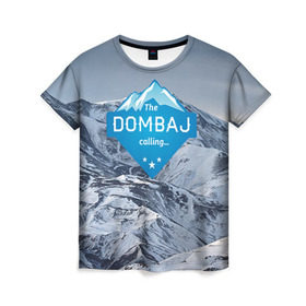Женская футболка 3D с принтом Домбай в Кировске, 100% полиэфир ( синтетическое хлопкоподобное полотно) | прямой крой, круглый вырез горловины, длина до линии бедер | домбай
