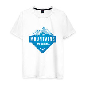 Мужская футболка хлопок с принтом Горы зовут в Кировске, 100% хлопок | прямой крой, круглый вырез горловины, длина до линии бедер, слегка спущенное плечо. | альпинизм | горы | лыжи | сноуборд