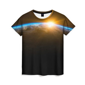 Женская футболка 3D с принтом Sunrise в Кировске, 100% полиэфир ( синтетическое хлопкоподобное полотно) | прямой крой, круглый вырез горловины, длина до линии бедер | 