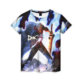 Женская футболка 3D с принтом Devil May Cry в Кировске, 100% полиэфир ( синтетическое хлопкоподобное полотно) | прямой крой, круглый вырез горловины, длина до линии бедер | devil | данте | дьявол | слэшер