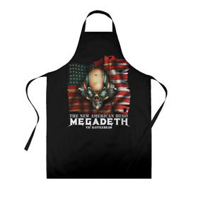 Фартук 3D с принтом Megadeth #3 в Кировске, 100% полиэстер | общий размер — 65 х 85 см, ширина нагрудника — 26 см, горловина — 53 см, длина завязок — 54 см, общий обхват в поясе — 173 см. Принт на завязках и на горловине наносится с двух сторон, на основной части фартука — только с внешней стороны | dave | megadeth | metal | mustaine | rattlehead | rock | thrash | vic | дейв | мастейн | мегадез | мегадет | мегедес | метал | рок | треш