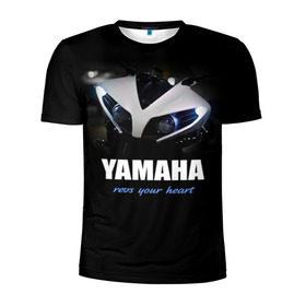 Мужская футболка 3D спортивная с принтом Yamaha в Кировске, 100% полиэстер с улучшенными характеристиками | приталенный силуэт, круглая горловина, широкие плечи, сужается к линии бедра | yamaha | yzf | байк | байкер | мото | мотоцикл | мотоциклист | ямаха