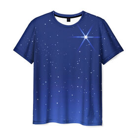 Мужская футболка 3D с принтом Звезда пленительного счастья в Кировске, 100% полиэфир | прямой крой, круглый вырез горловины, длина до линии бедер | Тематика изображения на принте: блеск | галактика | звёзды | космос | лучи | небо | ночь
