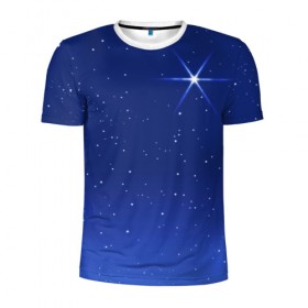 Мужская футболка 3D спортивная с принтом Звезда пленительного счастья в Кировске, 100% полиэстер с улучшенными характеристиками | приталенный силуэт, круглая горловина, широкие плечи, сужается к линии бедра | блеск | галактика | звёзды | космос | лучи | небо | ночь