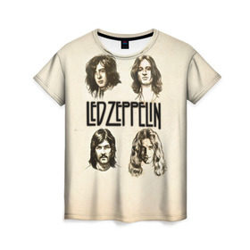 Женская футболка 3D с принтом Led Zeppelin 1 в Кировске, 100% полиэфир ( синтетическое хлопкоподобное полотно) | прямой крой, круглый вырез горловины, длина до линии бедер | led zeppelin | лед зеппелин | роберт плант