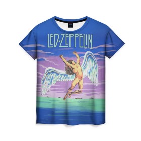 Женская футболка 3D с принтом Led Zeppelin 2 в Кировске, 100% полиэфир ( синтетическое хлопкоподобное полотно) | прямой крой, круглый вырез горловины, длина до линии бедер | led zeppelin | лед зеппелин | роберт плант