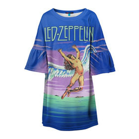 Детское платье 3D с принтом Led Zeppelin 2 в Кировске, 100% полиэстер | прямой силуэт, чуть расширенный к низу. Круглая горловина, на рукавах — воланы | led zeppelin | лед зеппелин | роберт плант