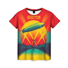 Женская футболка 3D с принтом Led Zeppelin 3 в Кировске, 100% полиэфир ( синтетическое хлопкоподобное полотно) | прямой крой, круглый вырез горловины, длина до линии бедер | led zeppelin | лед зеппелин | роберт плант