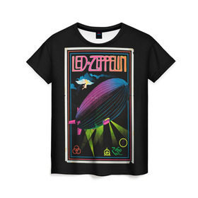 Женская футболка 3D с принтом Led Zeppelin 6 в Кировске, 100% полиэфир ( синтетическое хлопкоподобное полотно) | прямой крой, круглый вырез горловины, длина до линии бедер | led zeppelin | лед зеппелин | роберт плант