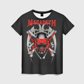 Женская футболка 3D с принтом Megadeth 2 в Кировске, 100% полиэфир ( синтетическое хлопкоподобное полотно) | прямой крой, круглый вырез горловины, длина до линии бедер | megadeth | дирк вербурен | дэвид эллефсон | дэйв мастейн | кико лоурейро | мегадэт