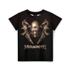 Детская футболка 3D с принтом Megadeth 3 в Кировске, 100% гипоаллергенный полиэфир | прямой крой, круглый вырез горловины, длина до линии бедер, чуть спущенное плечо, ткань немного тянется | Тематика изображения на принте: megadeth | дирк вербурен | дэвид эллефсон | дэйв мастейн | кико лоурейро | мегадэт