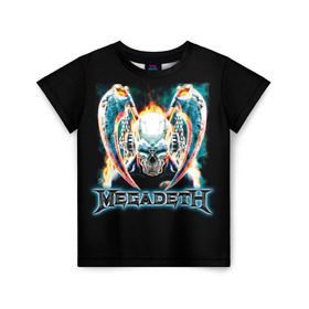 Детская футболка 3D с принтом Megadeth 4 в Кировске, 100% гипоаллергенный полиэфир | прямой крой, круглый вырез горловины, длина до линии бедер, чуть спущенное плечо, ткань немного тянется | Тематика изображения на принте: megadeth | дирк вербурен | дэвид эллефсон | дэйв мастейн | кико лоурейро | мегадэт