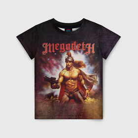 Детская футболка 3D с принтом Megadeth 6 в Кировске, 100% гипоаллергенный полиэфир | прямой крой, круглый вырез горловины, длина до линии бедер, чуть спущенное плечо, ткань немного тянется | megadeth | дирк вербурен | дэвид эллефсон | дэйв мастейн | кико лоурейро | мегадэт