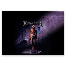 Поздравительная открытка с принтом Megadeth 7 в Кировске, 100% бумага | плотность бумаги 280 г/м2, матовая, на обратной стороне линовка и место для марки
 | Тематика изображения на принте: megadeth | дирк вербурен | дэвид эллефсон | дэйв мастейн | кико лоурейро | мегадэт