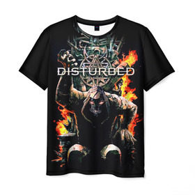 Мужская футболка 3D с принтом Disturbed 11 в Кировске, 100% полиэфир | прямой крой, круглый вырез горловины, длина до линии бедер | disturbed | donegan | draiman | moyer | wengren | венгрен | дистурбед | дониган | дрейман | мойер | хард рок