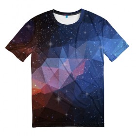 Мужская футболка 3D с принтом Космический полигон в Кировске, 100% полиэфир | прямой крой, круглый вырез горловины, длина до линии бедер | полигоны | треугольники