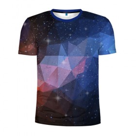 Мужская футболка 3D спортивная с принтом Космический полигон в Кировске, 100% полиэстер с улучшенными характеристиками | приталенный силуэт, круглая горловина, широкие плечи, сужается к линии бедра | полигоны | треугольники
