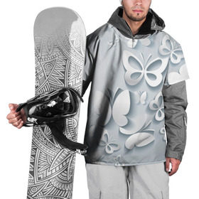Накидка на куртку 3D с принтом Белоснежные бабочки в Кировске, 100% полиэстер |  | Тематика изображения на принте: бабочка | девушка | кружево. красота | нежность | полёт