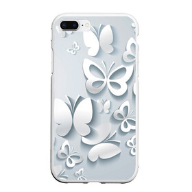 Чехол для iPhone 7Plus/8 Plus матовый с принтом Белоснежные бабочки в Кировске, Силикон | Область печати: задняя сторона чехла, без боковых панелей | бабочка | девушка | кружево. красота | нежность | полёт