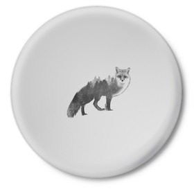 Значок с принтом Лиса в Кировске,  металл | круглая форма, металлическая застежка в виде булавки | animals | fox | животные | лиса