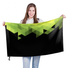 Флаг 3D с принтом Trianse Green в Кировске, 100% полиэстер | плотность ткани — 95 г/м2, размер — 67 х 109 см. Принт наносится с одной стороны | trianse | абстракция | бумага | геометрия | грани | изгиб | линии | оптические | полигоны | полосы | постель | розовый | сочетания | текстура | треугольники