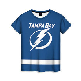Женская футболка 3D с принтом Tampa Bay Johnson в Кировске, 100% полиэфир ( синтетическое хлопкоподобное полотно) | прямой крой, круглый вырез горловины, длина до линии бедер | 9 | tampa bay lightning | tyler johnson | нхл | тайлер джонсон | тампа бэй лайтнинг | хоккей