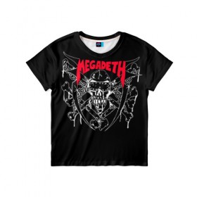 Детская футболка 3D с принтом Megadeth в Кировске, 100% гипоаллергенный полиэфир | прямой крой, круглый вырез горловины, длина до линии бедер, чуть спущенное плечо, ткань немного тянется | dave | megadeth | metal | mustaine | rattlehead | rock | thrash | vic | дейв | мастейн | мегадет | метал | рок | треш
