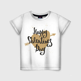 Детская футболка 3D с принтом Happy Valentine`s Day в Кировске, 100% гипоаллергенный полиэфир | прямой крой, круглый вырез горловины, длина до линии бедер, чуть спущенное плечо, ткань немного тянется | Тематика изображения на принте: 
