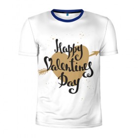Мужская футболка 3D спортивная с принтом Happy Valentine`s Day в Кировске, 100% полиэстер с улучшенными характеристиками | приталенный силуэт, круглая горловина, широкие плечи, сужается к линии бедра | 